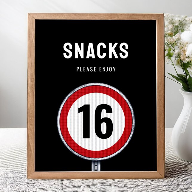 Snacks 16. Geburtstag Geschwindigkeitsbegrenzung  Poster (Von Creator hochgeladen)