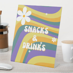 Snacks Drink Hippie Retro Baby Dusche Vinyl Record Sockelschild