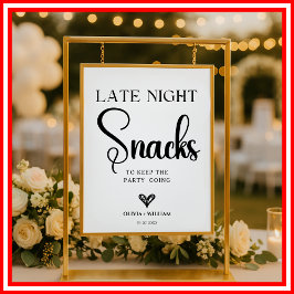 Snacks für verspätete Nächte Hochzeiten Brautparty Poster