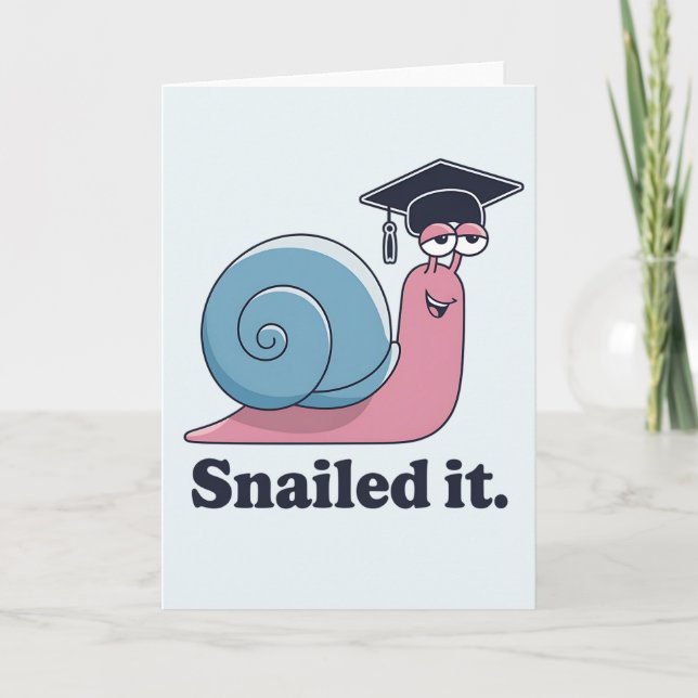 Snacks It Funny Snail Abschluss Hat Graduate Karte (Vorderseite)