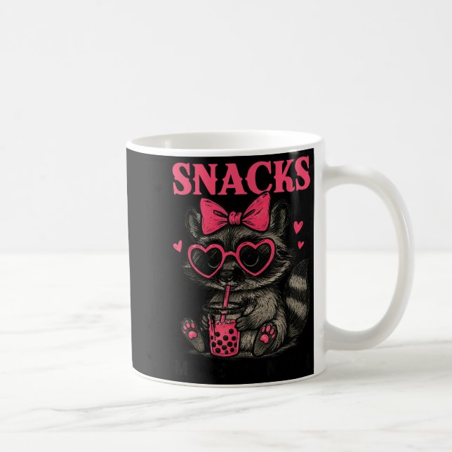 Snacks machen mich netter Lustiger bunter Waschbär Kaffeetasse (Rechts)