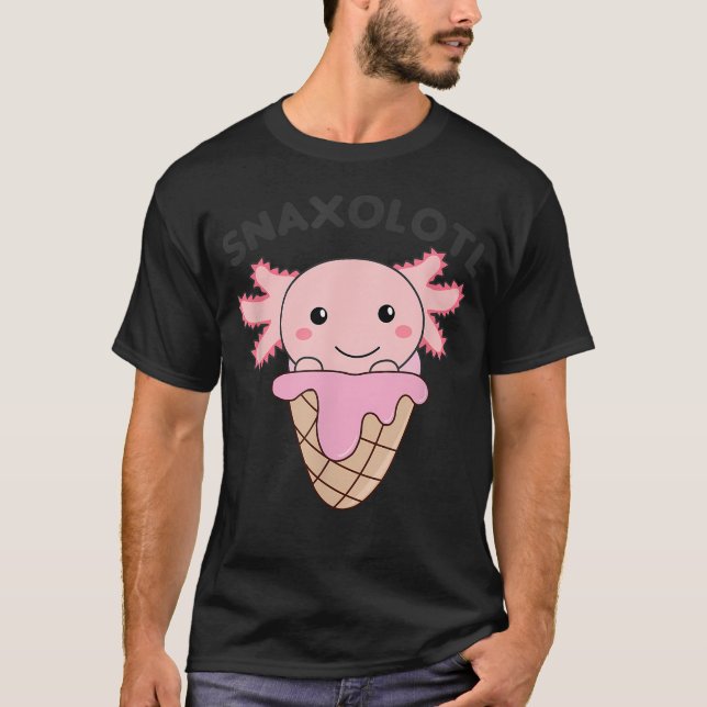Snacks Pun Snaxolotl Eiscreme T-Shirt (Vorderseite)