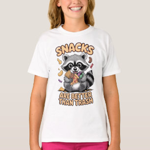Snacks sind besser als Müll, lustiger Waschbär T-Shirt