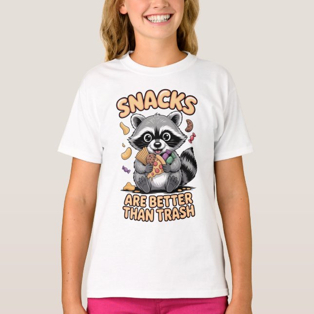 Snacks sind besser als Müll, lustiger Waschbär T-Shirt (Vorderseite)