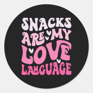 Snacks sind meine Liebessprache Valentinstag Kinde Runder Aufkleber