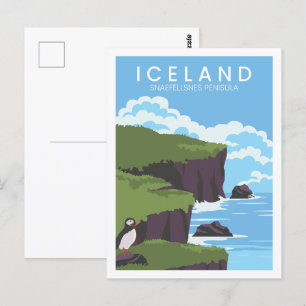 Snaefellsnes Island Reiseort Illustration Postkarte