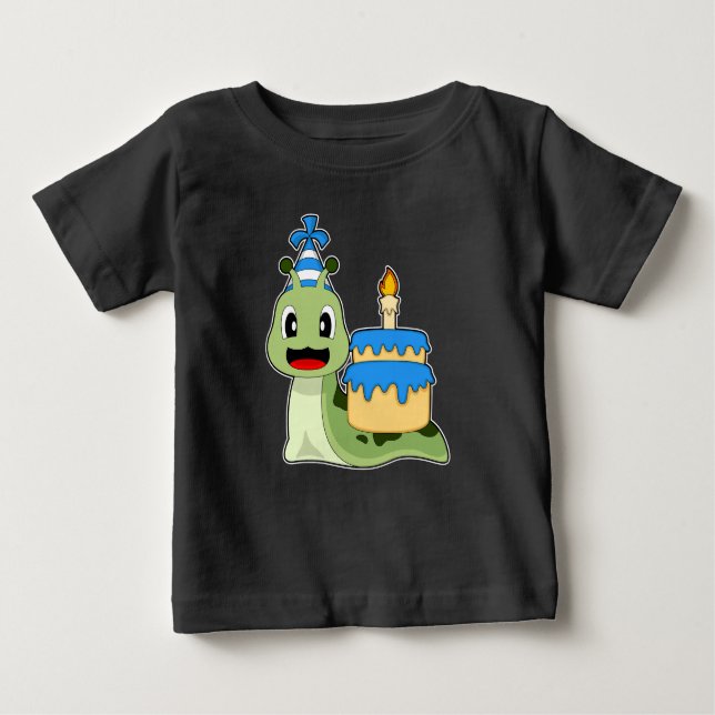 Snail Birthday Candle Cake Baby T-shirt (Vorderseite)