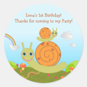 Snail Birthday Party danke Runder Aufkleber