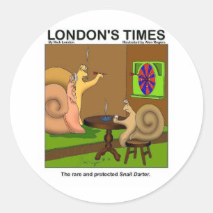Snail Darter Funny Cartoon Geschenke & T-Shirts Runder Aufkleber