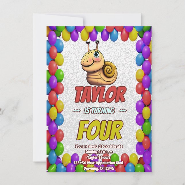 Snail Einzigartiger Personalisierter Geburtstag Ei Einladung (Vorderseite)