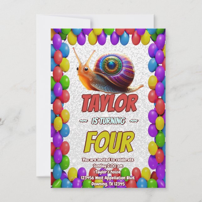 Snail Einzigartiger Personalisierter Geburtstag Ei Einladung (Vorderseite)
