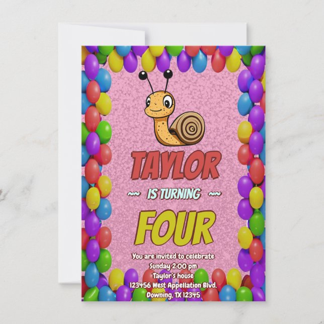 Snail Einzigartiger Personalisierter Geburtstag Ei Einladung (Vorderseite)