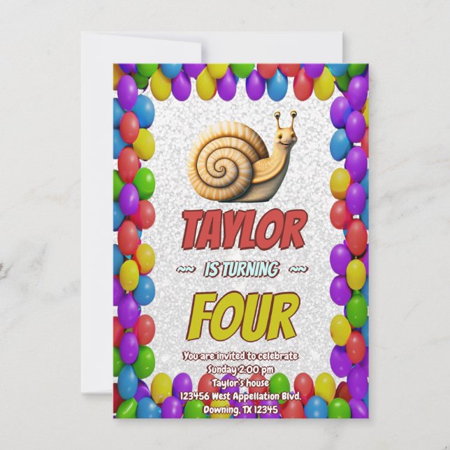 Snail Einzigartiger Personalisierter Geburtstag Ei Einladung (Vorderseite)