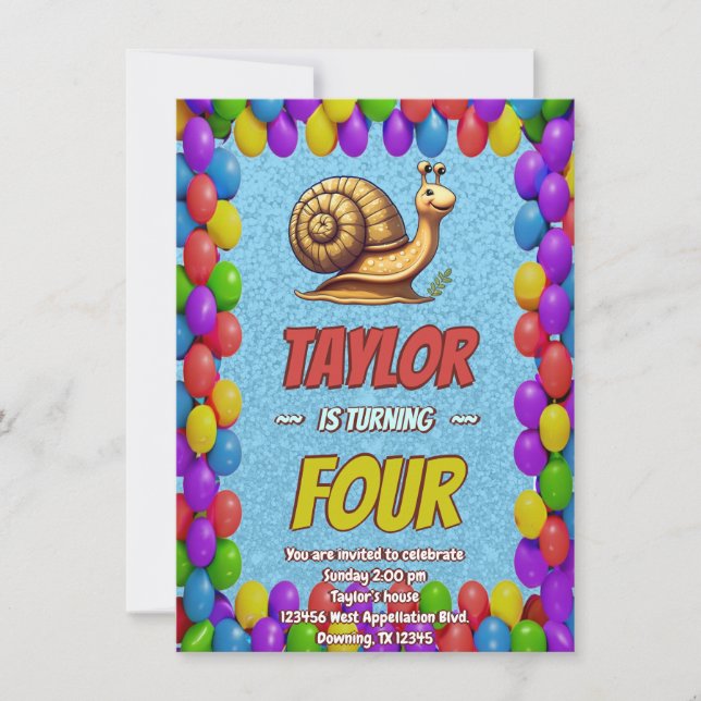 Snail Einzigartiger Personalisierter Geburtstag Ei Einladung (Vorderseite)
