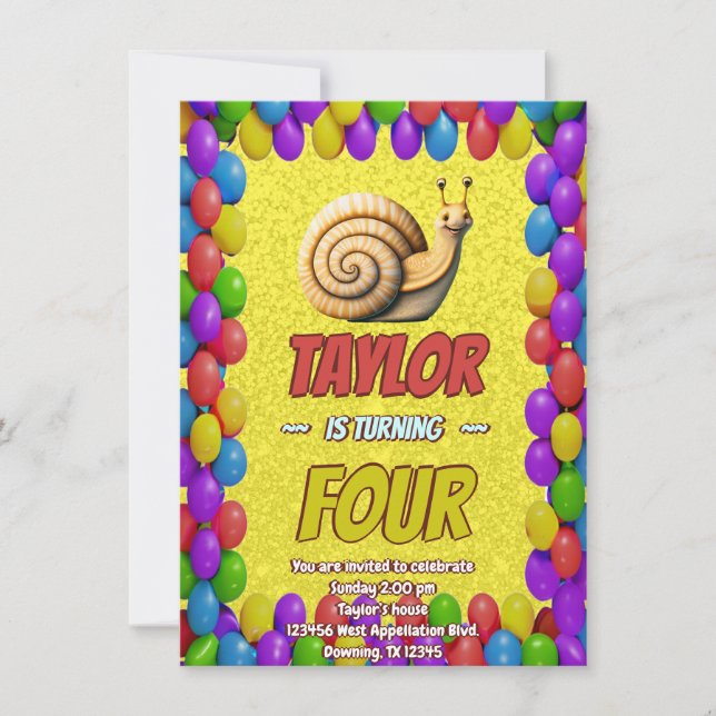 Snail Einzigartiger Personalisierter Geburtstag Ei Einladung (Vorderseite)