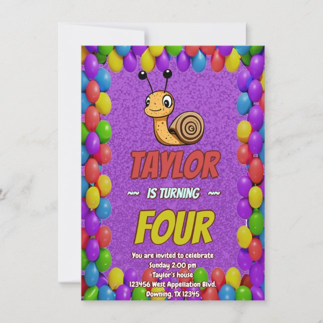 Snail Einzigartiger Personalisierter Geburtstag Ei Einladung (Vorderseite)