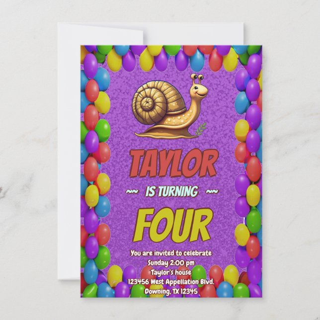 Snail Einzigartiger Personalisierter Geburtstag Ei Einladung (Vorderseite)