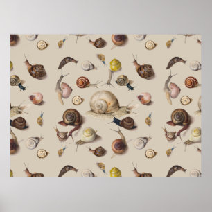 Snail Garden Haustier Gastropod Seven Lug Botanisc Poster