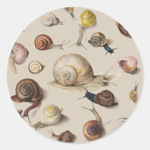 Snail Garden Haustier Gastropod Seven Lug Botanisc Runder Aufkleber