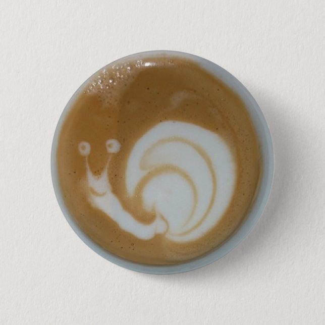 Snail Latte Kaffee Art Button (Vorderseite)