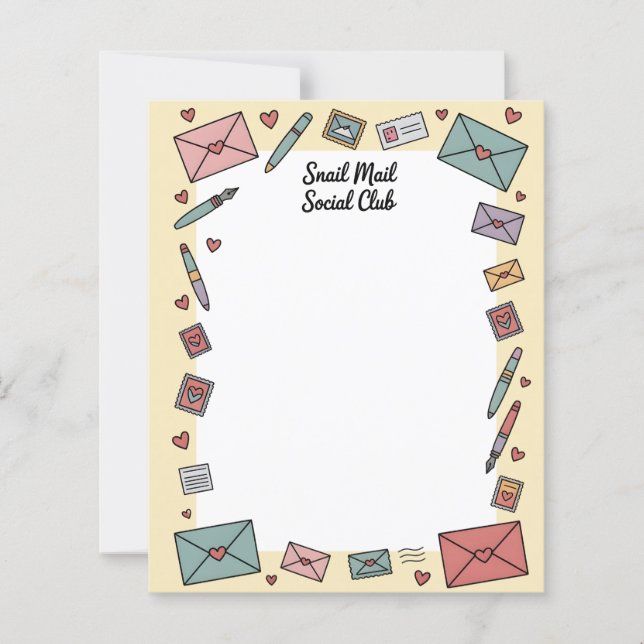 Snail Mail Social Pen Pal Letter Writing Paper (Vorderseite)