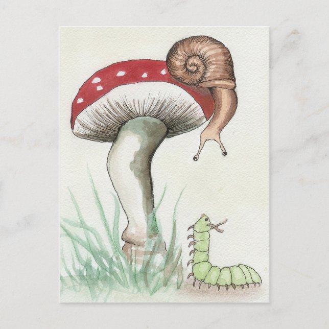 Snail & Raupe Postkarte (Vorderseite)