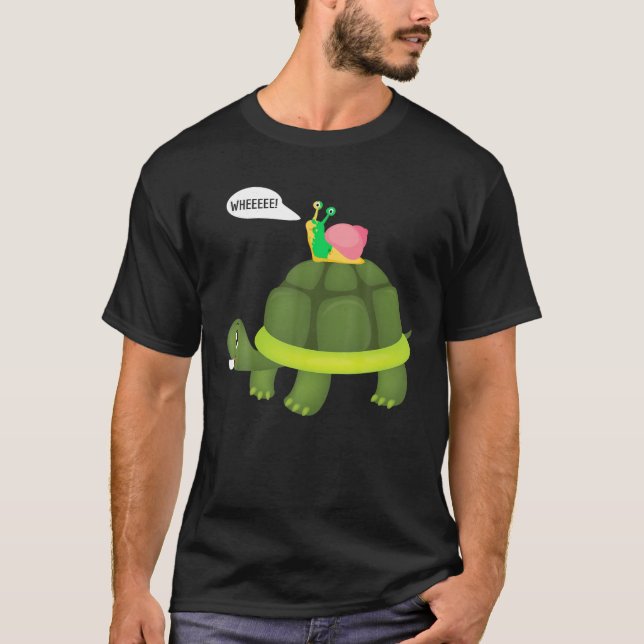 Snail Riding Turtle Funny Shirt T Shirt (Vorderseite)