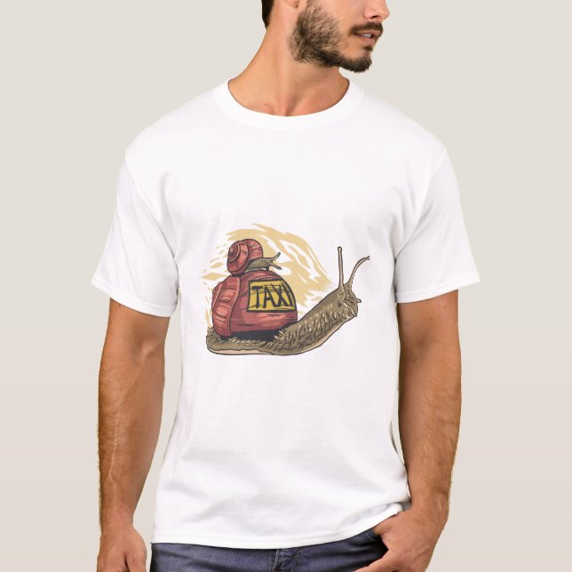 Snail Taxi Funny Cartoon Animal T-Shirt (Vorderseite)