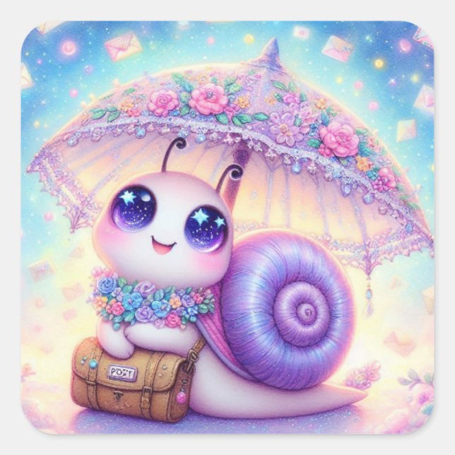 Snailmail-Aufkleber Quadratischer Aufkleber (Vorderseite)