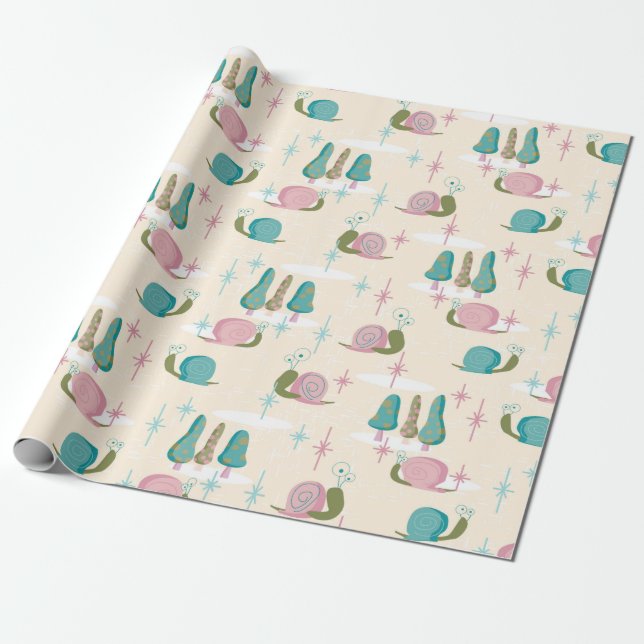 Snails - MidCentury Retro - große Skala — Geschenkpapier (Ungerollt)