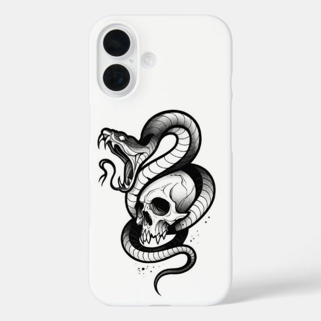 Snake and Skull Gothic iPhone Case – Dark Tattoo S (Rückseite)
