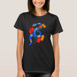 Snake Animal Blume Blue Viper Python Worm Wild Fo T-Shirt