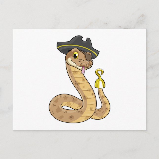 Snake as Pirate with Hook hand & Eye patch Postkarte (Vorderseite)