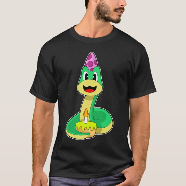 Snake Birthday Candle Cake T-Shirt (Vorderseite)