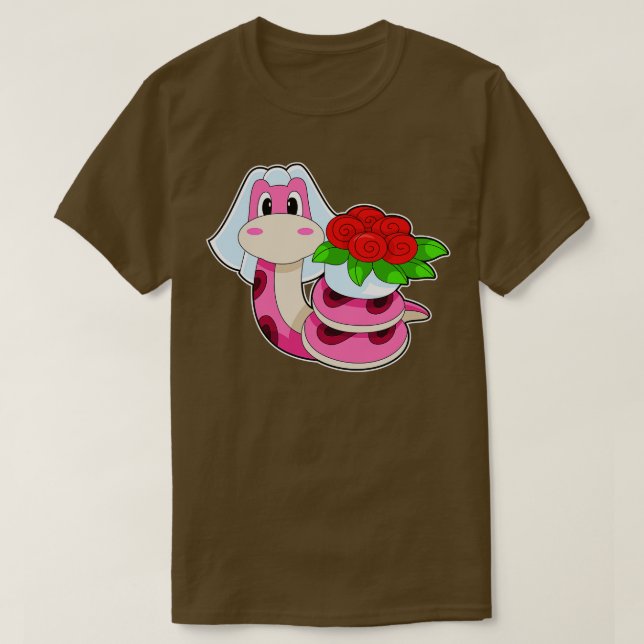 Snake Bride Blume Hochzeit T-Shirt (Design vorne)