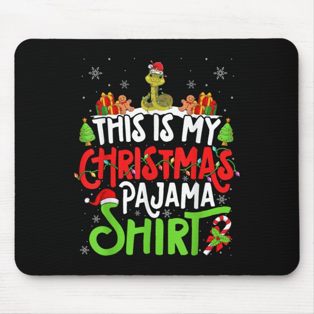 Snake Christmas Pajama Shirt Snake Lover  Mousepad (Vorne)