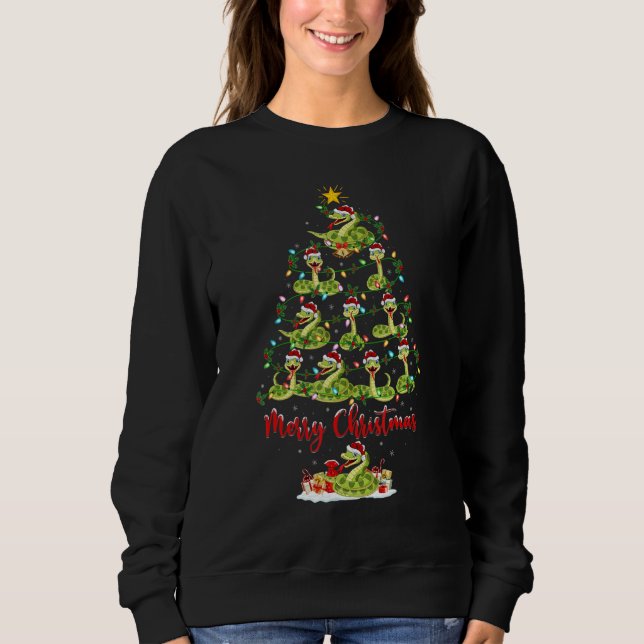 Snake Christmas Tree Lights  Snake Xmas Sweatshirt (Vorderseite)