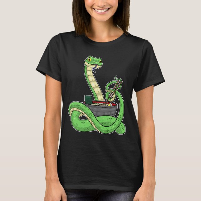 Snake Cook Ramen Kochen T-Shirt (Vorderseite)