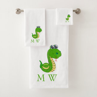 Snake Design Monogrammed Badhandtuch Set