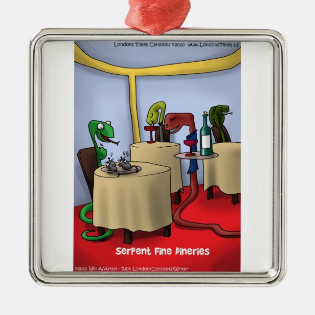 Snake Dineries Funny Christmas Ornaments Silbernes Ornament (Vorne)
