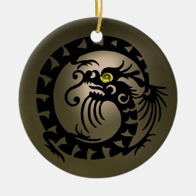 SNAKE DRAGON Black and Gray Agate Keramikornament (Vorne)