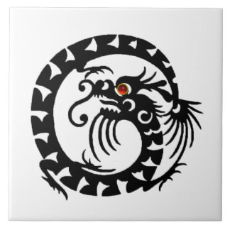 SNAKE DRAGON, Black White Red Fliese