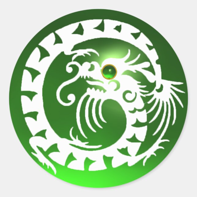 SNAKE DRAGON, emergrün Runder Aufkleber (Vorderseite)