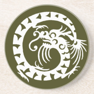 SNAKE DRAGON, grün und weiß Untersetzer