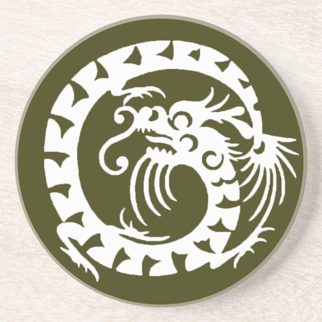 SNAKE DRAGON, grün und weiß Untersetzer (Vorne)