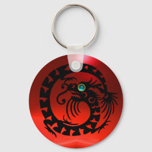 SNAKE DRAGON, schwarz, blau, aquamarin, rote Ruby Schlüsselanhänger