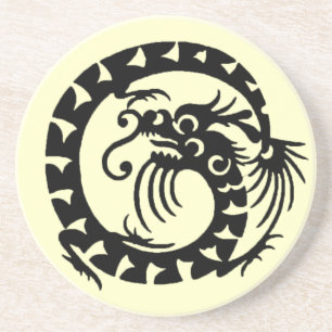 SNAKE DRAGON , schwarz und creme Untersetzer