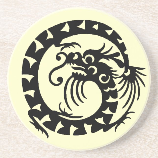 SNAKE DRAGON , schwarz und creme Untersetzer (Vorne)