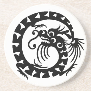 SNAKE DRAGON, schwarz und weiß Getränkeuntersetzer