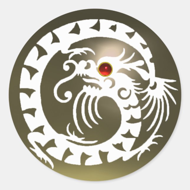 SNAKE DRAGON, weiß, rot, grau Runder Aufkleber (Vorderseite)